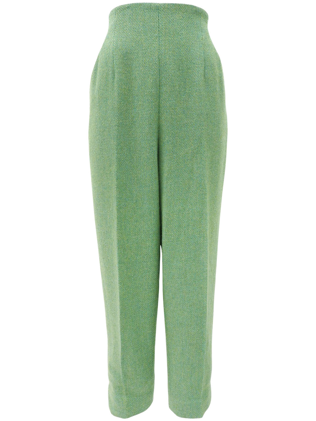 Green wool hem slit pants