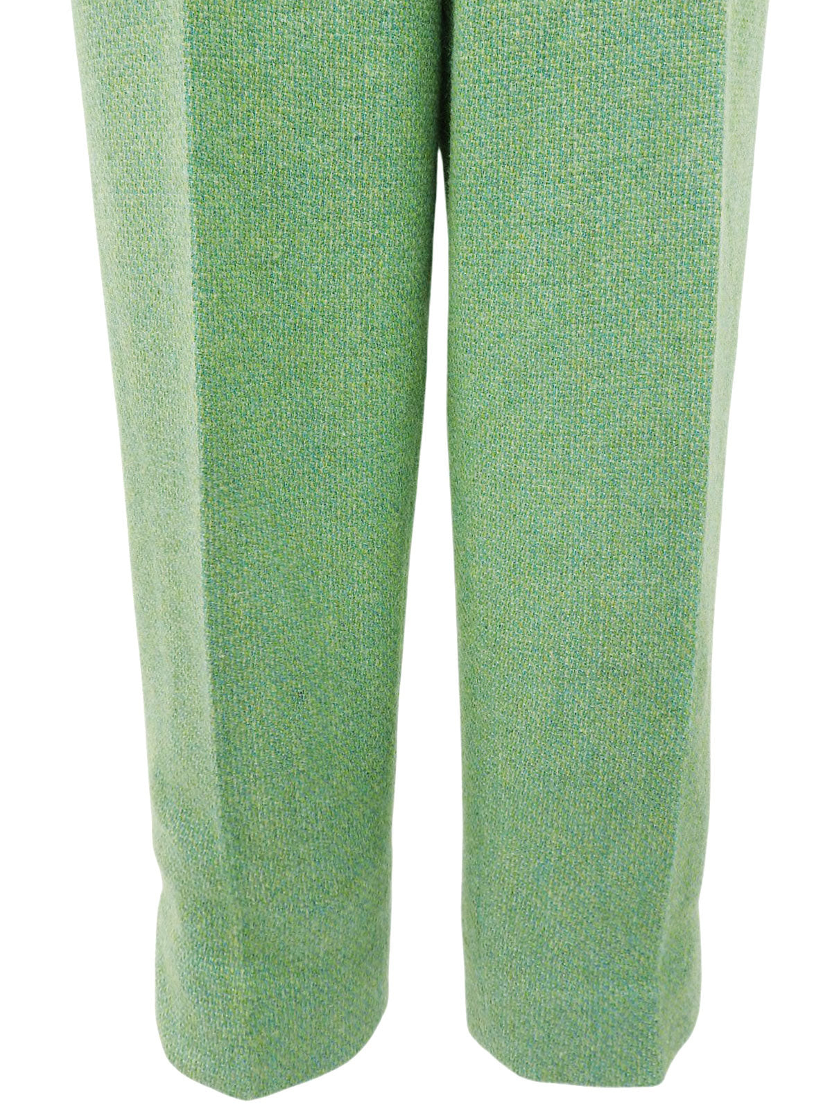 Green wool hem slit pants