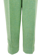 Green wool hem slit pants