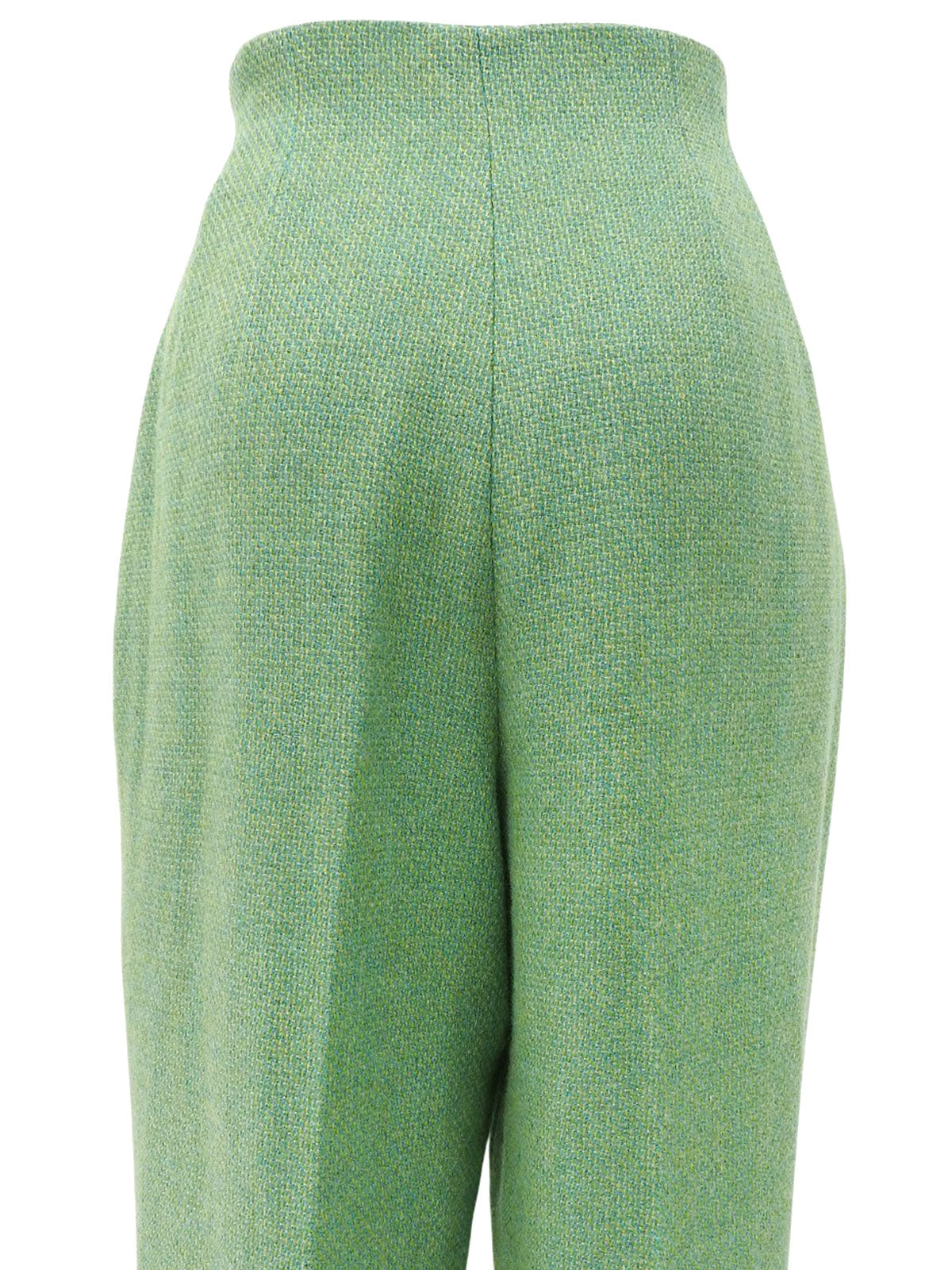 Green wool hem slit pants