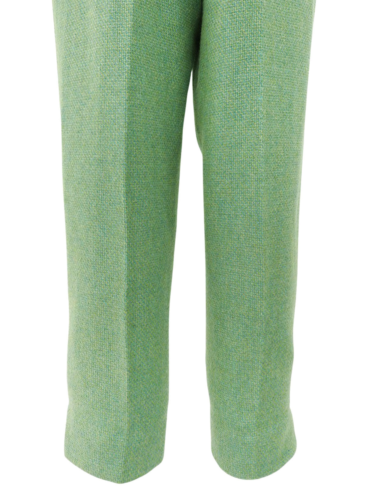 Green wool hem slit pants