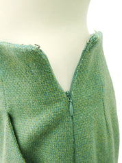 Green wool hem slit pants