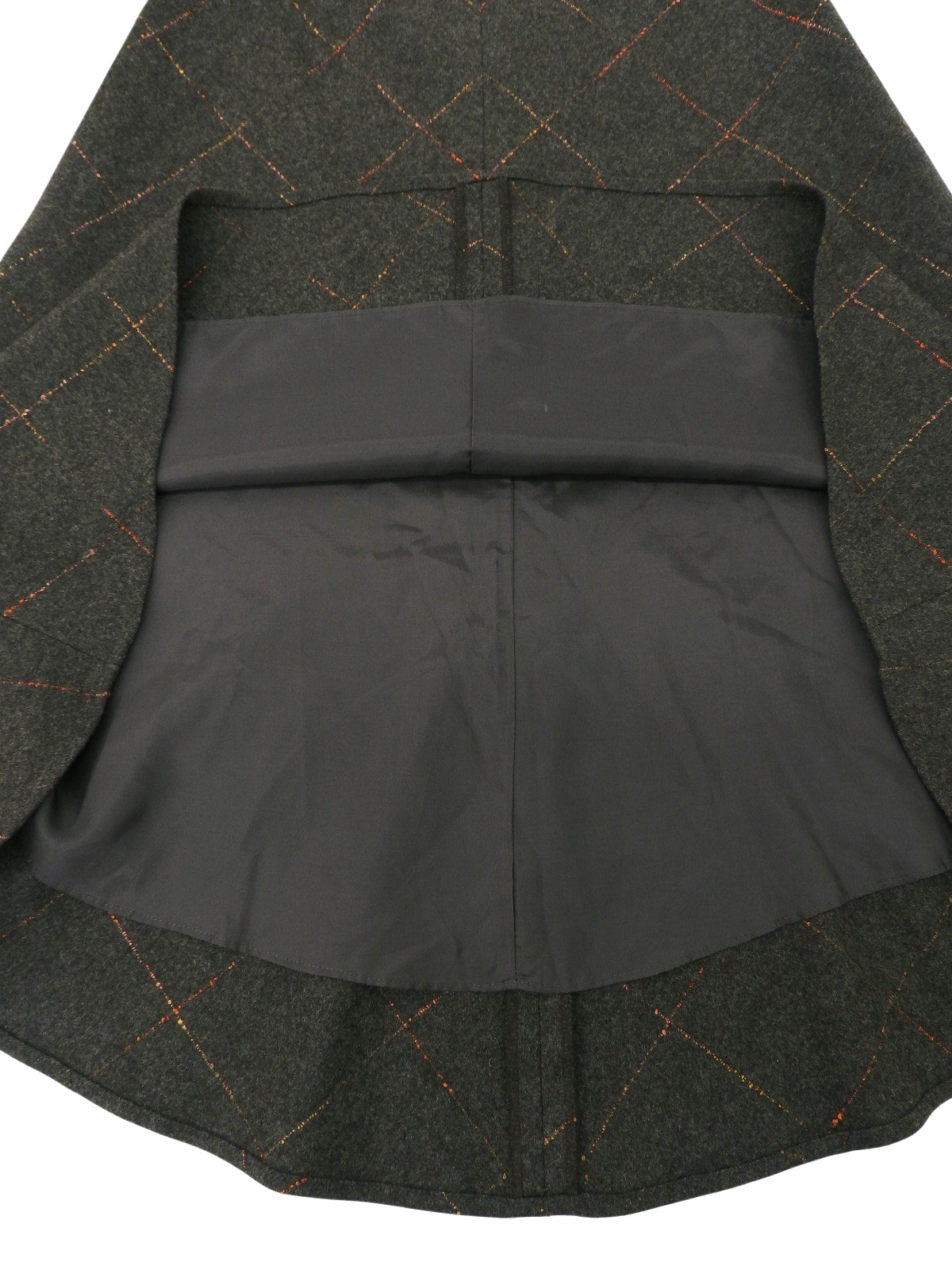 ウールチェックパターンスカート チャコール