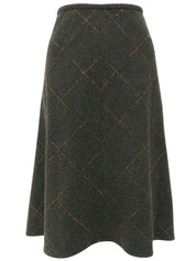 ウールチェックパターンスカート チャコール