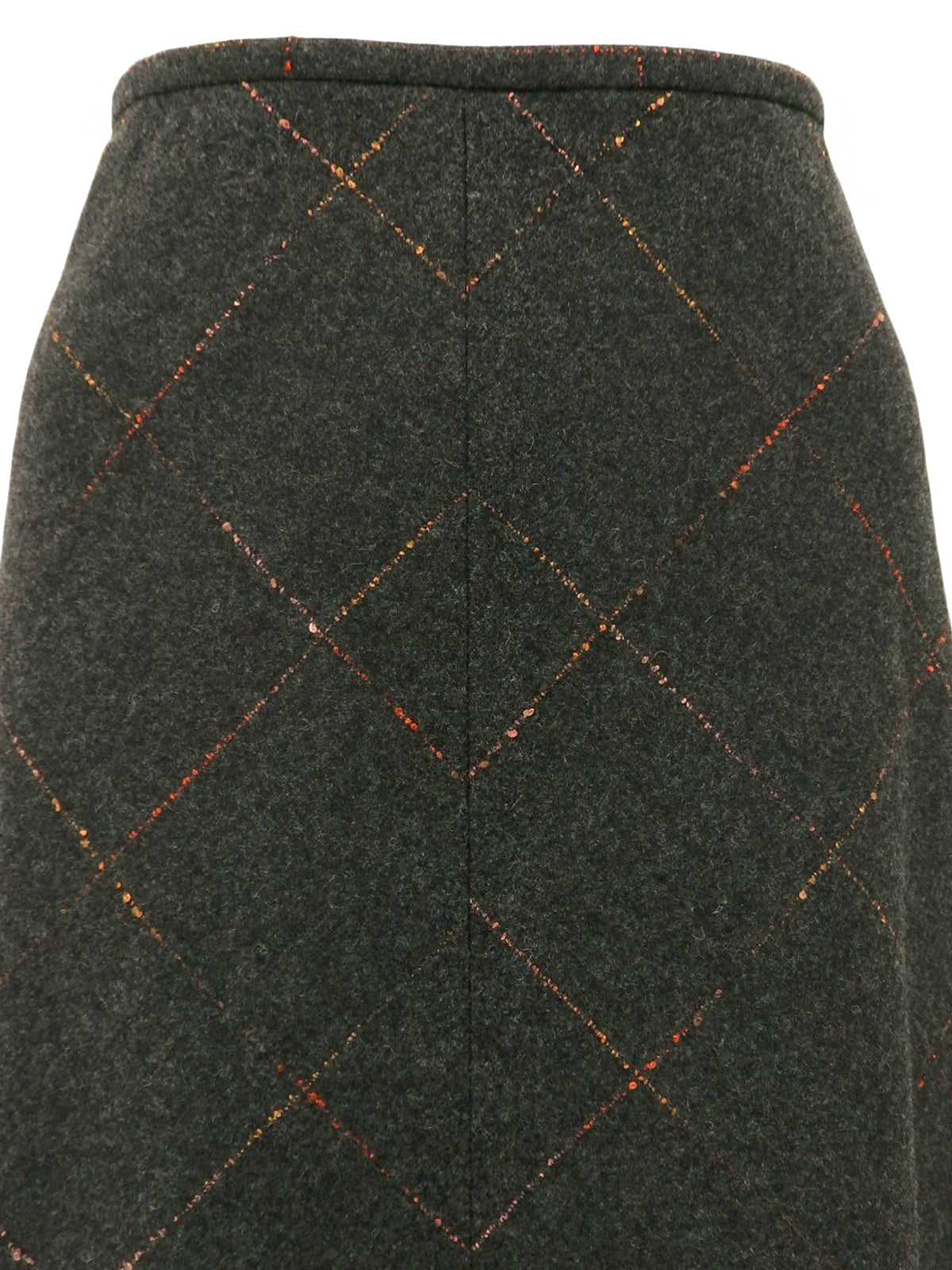 ウールチェックパターンスカート チャコール