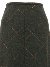 ウールチェックパターンスカート チャコール