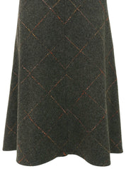 ウールチェックパターンスカート チャコール