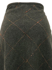 ウールチェックパターンスカート チャコール