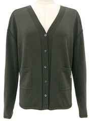 ロゴ刺繍カーディガン カーキ