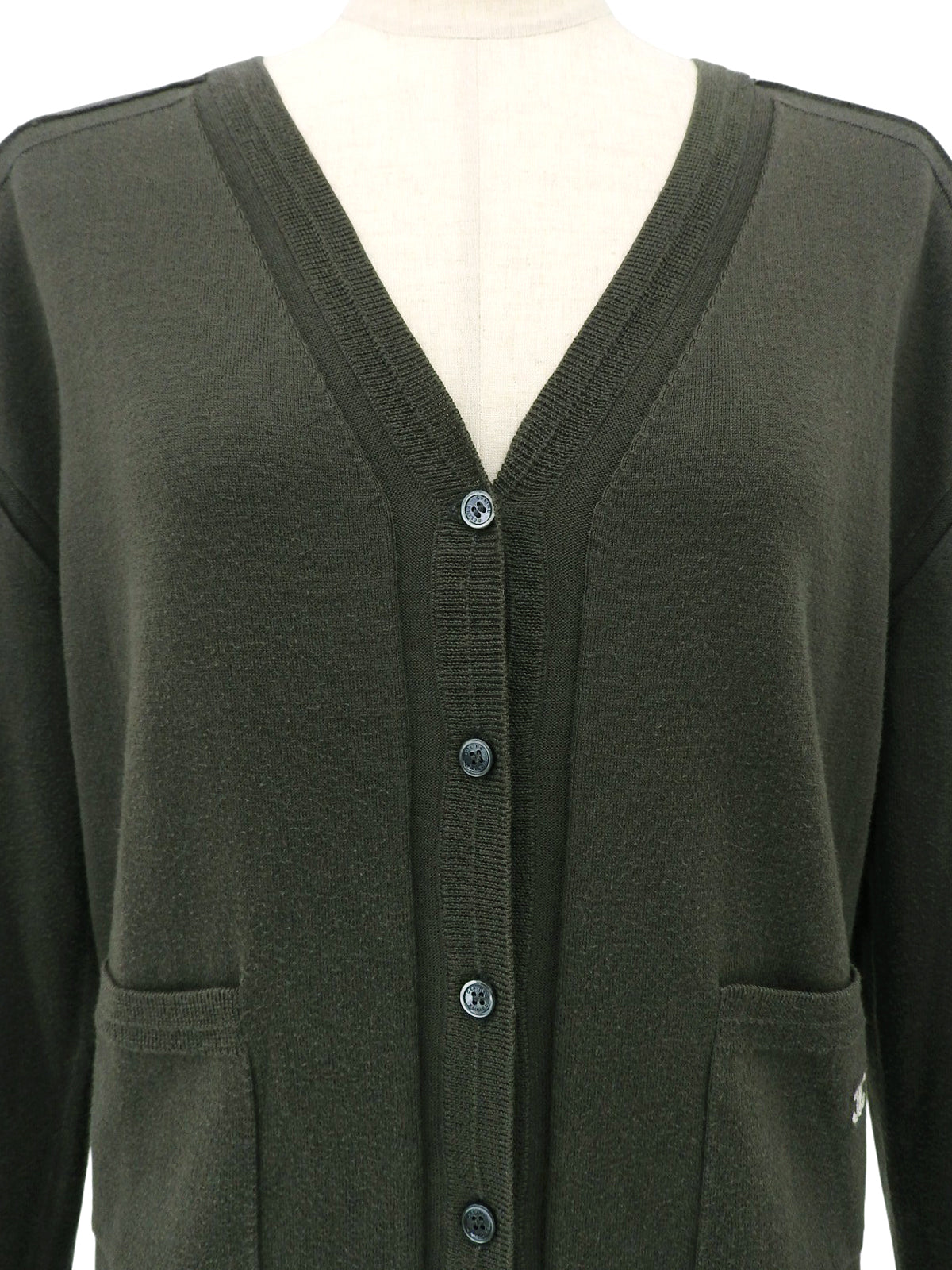 ロゴ刺繍カーディガン カーキ