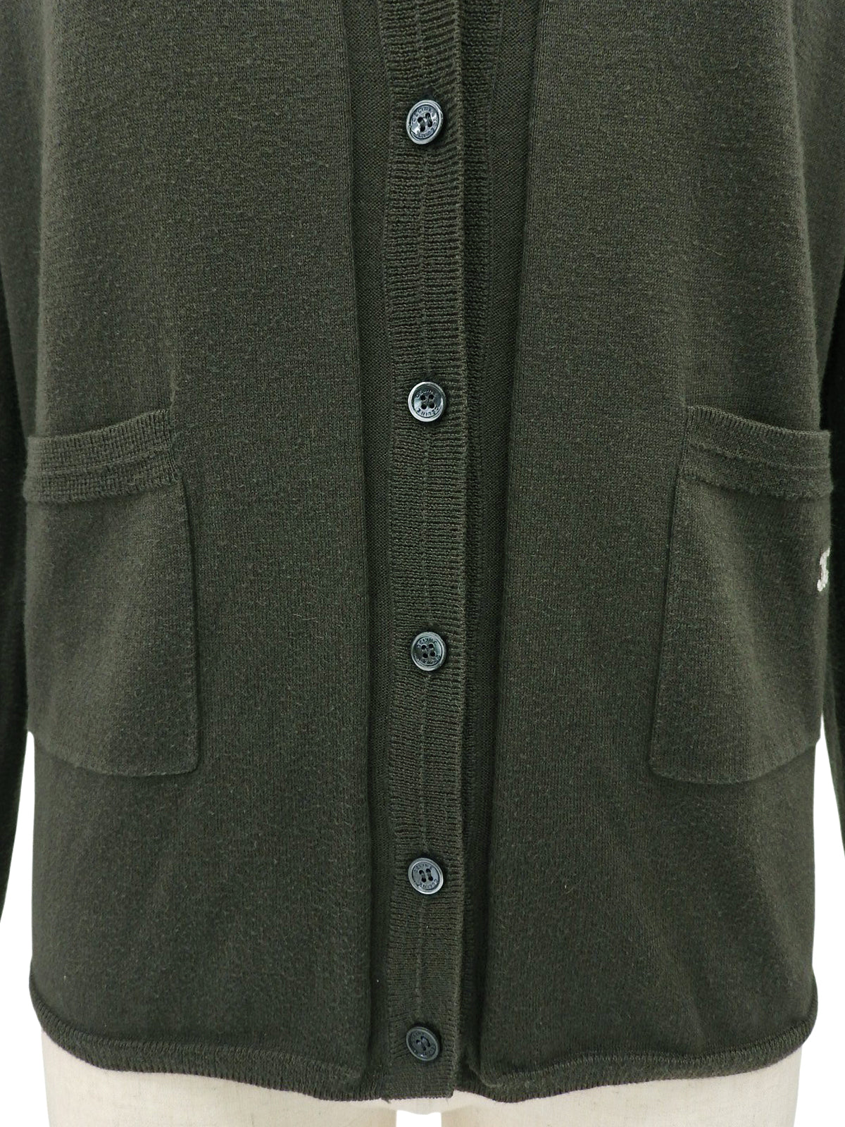 ロゴ刺繍カーディガン カーキ