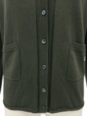 ロゴ刺繍カーディガン カーキ