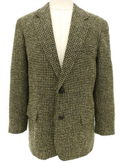 ツイードチェックパターンエルボーパッチジャケット ベージュ