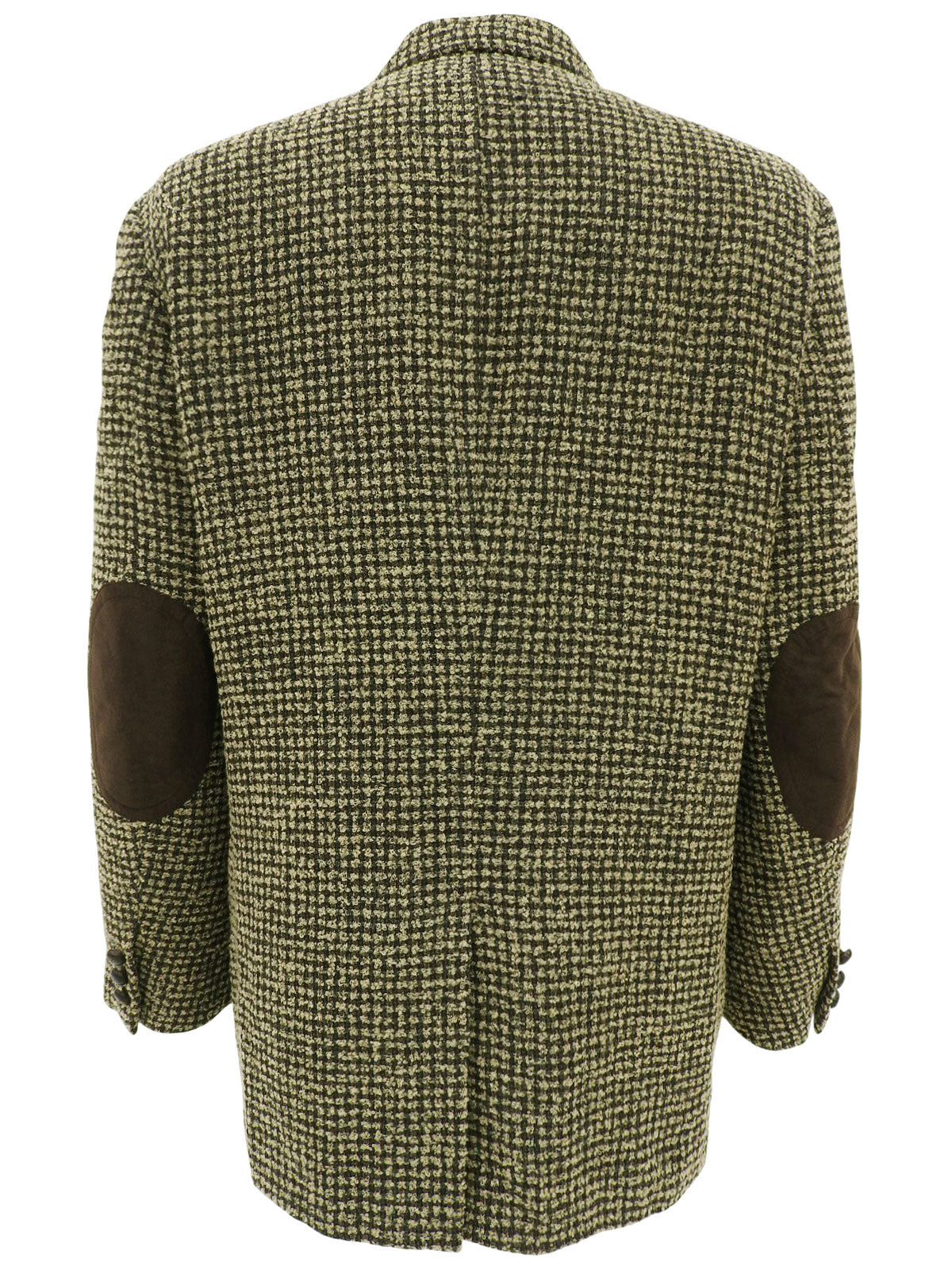 ツイードチェックパターンエルボーパッチジャケット ベージュ