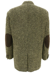 ツイードチェックパターンエルボーパッチジャケット ベージュ