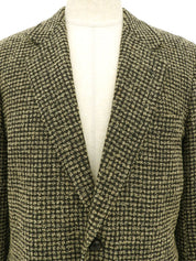 ツイードチェックパターンエルボーパッチジャケット ベージュ