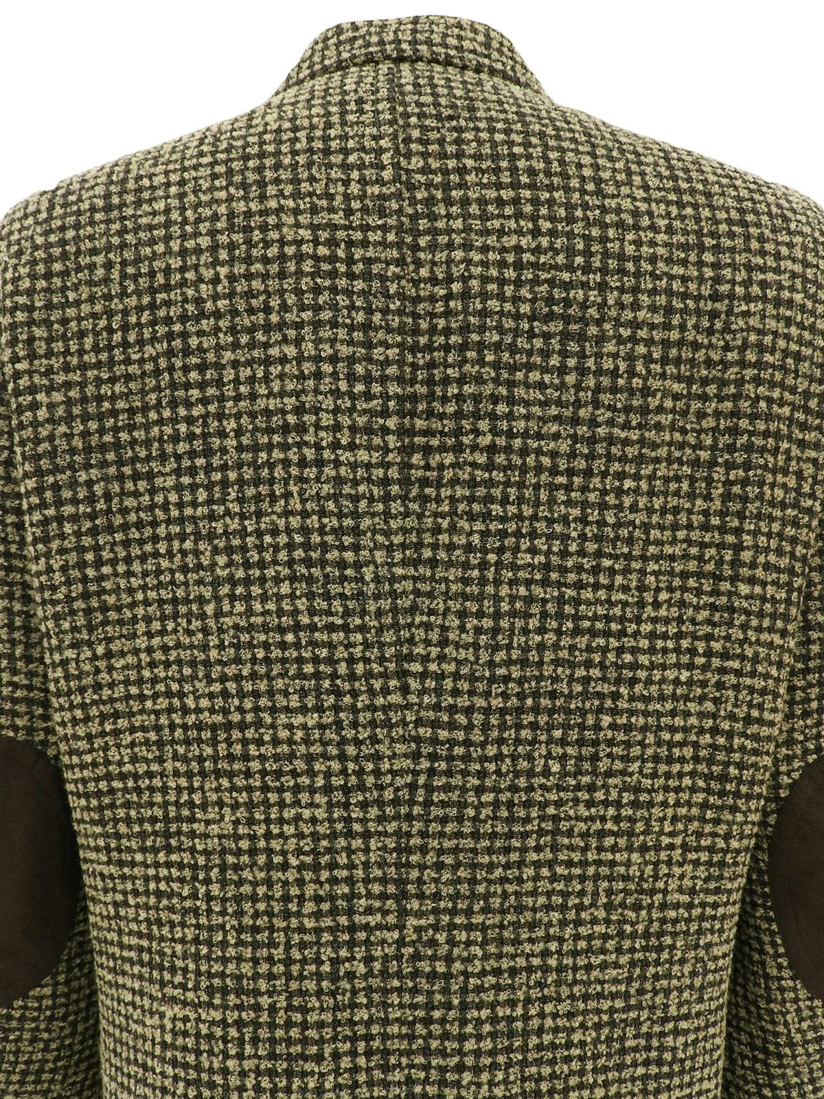 Tweed Check Pattern Elbow Patch Jacket in Beige