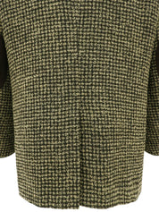 ツイードチェックパターンエルボーパッチジャケット ベージュ