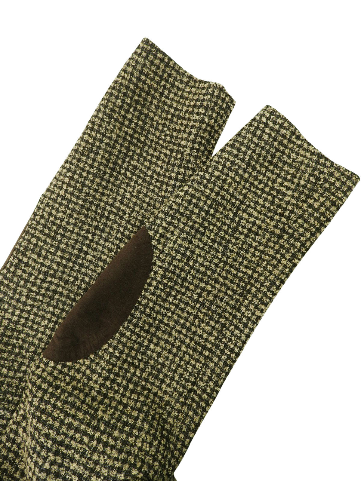 ツイードチェックパターンエルボーパッチジャケット ベージュ