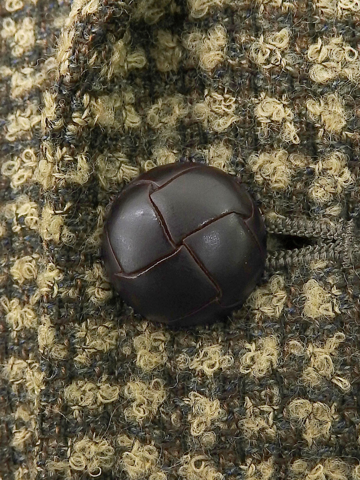 ツイードチェックパターンエルボーパッチジャケット ベージュ