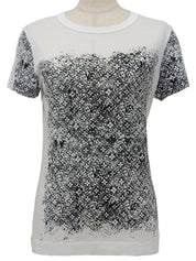 Monogram Pattern Short Sleeve Top in White