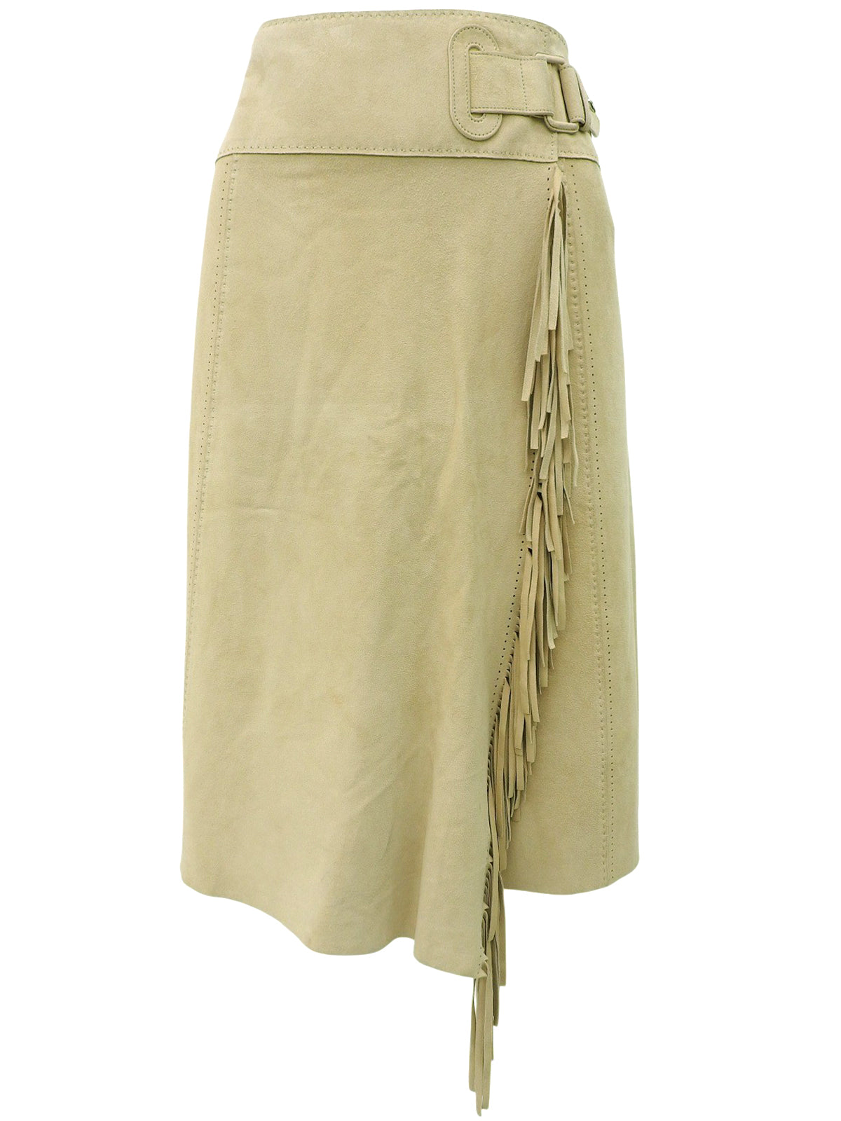 スエードベルテッドフリンジスカート ベージュ