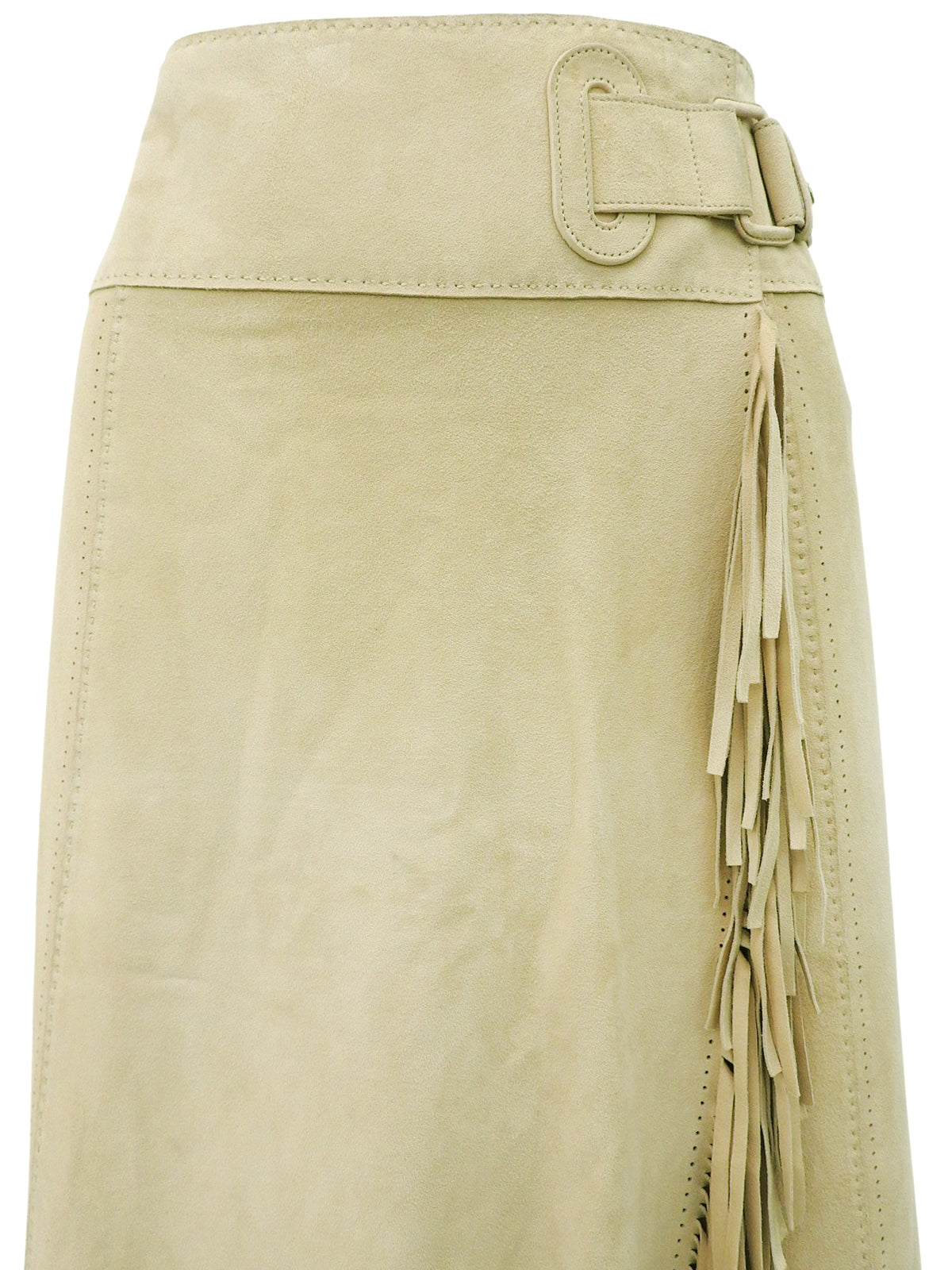 スエードベルテッドフリンジスカート ベージュ