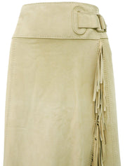 スエードベルテッドフリンジスカート ベージュ