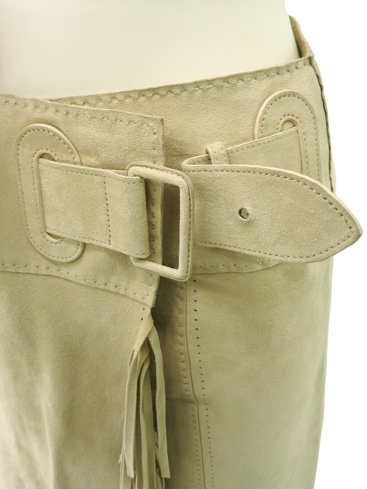 スエードベルテッドフリンジスカート ベージュ