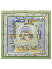 カレ90 RETOUR ALA TERREパターンスカーフ カーキ