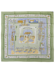 カレ90 RETOUR ALA TERREパターンスカーフ カーキ