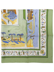 カレ90 RETOUR ALA TERREパターンスカーフ カーキ