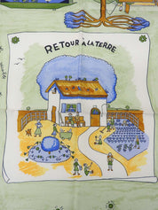 カレ90 RETOUR ALA TERREパターンスカーフ カーキ