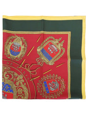 カレ90 Les armes de parisパターンスカーフ レッド/グリーン/イエロー