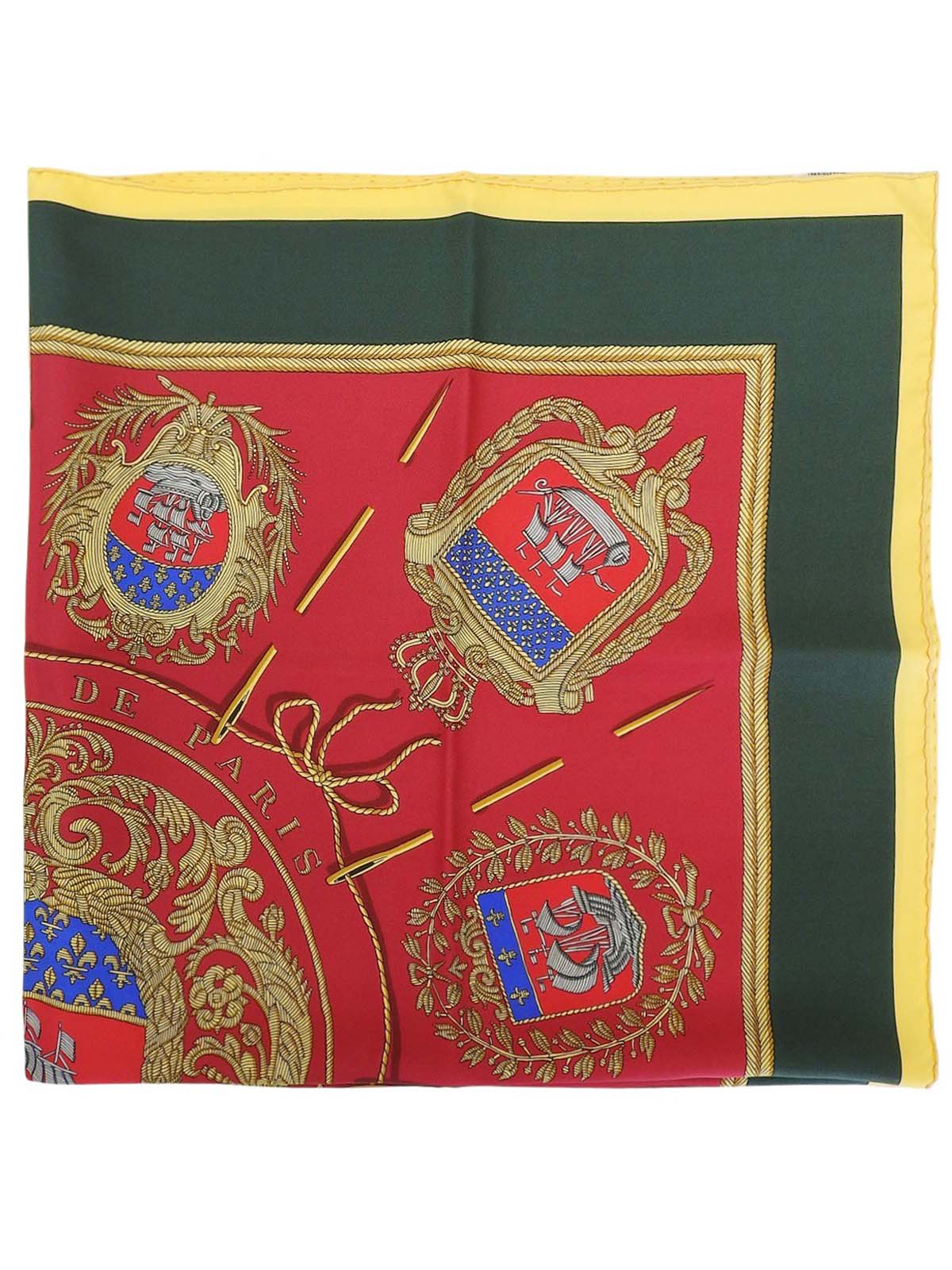 Carré 90 Les Armes de Paris 图案围巾红/绿/黄
