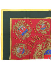 カレ90 Les armes de parisパターンスカーフ レッド/グリーン/イエロー