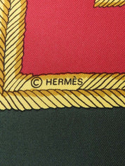 Carré 90 Les Armes de Paris 图案围巾红/绿/黄