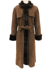 ムートンロゴボタンロングコート ブラウン