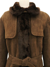 ムートンロゴボタンロングコート ブラウン