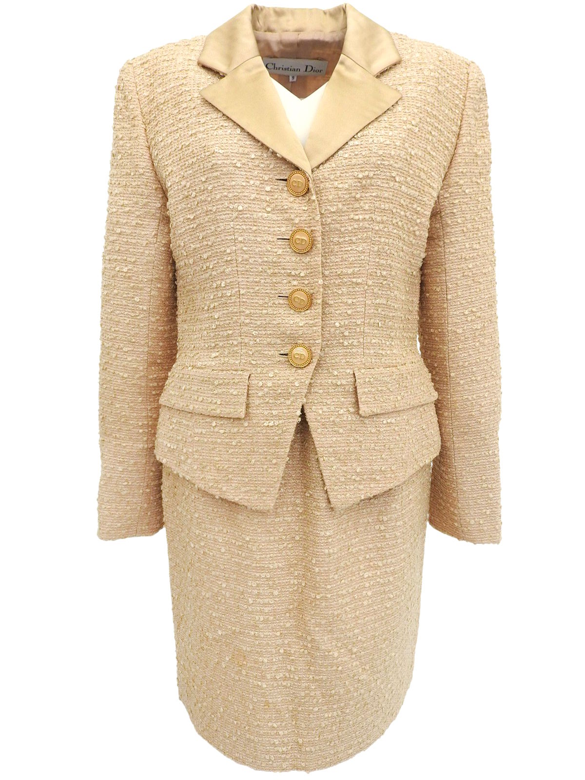 ツイードロゴボタンセットアップ ベージュ