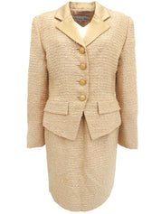 Tweed logo button set up in beige