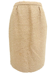 Tweed logo button set up in beige