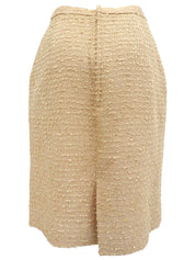 Tweed logo button set up in beige