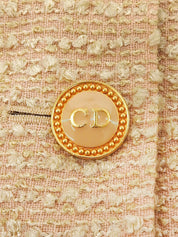 Tweed logo button set up in beige