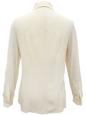 シルクシースルーフリル長袖ブラウス アイボリー