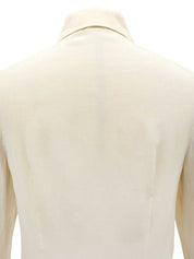 シルクシースルーフリルロングスリーブブラウス　アイボリー