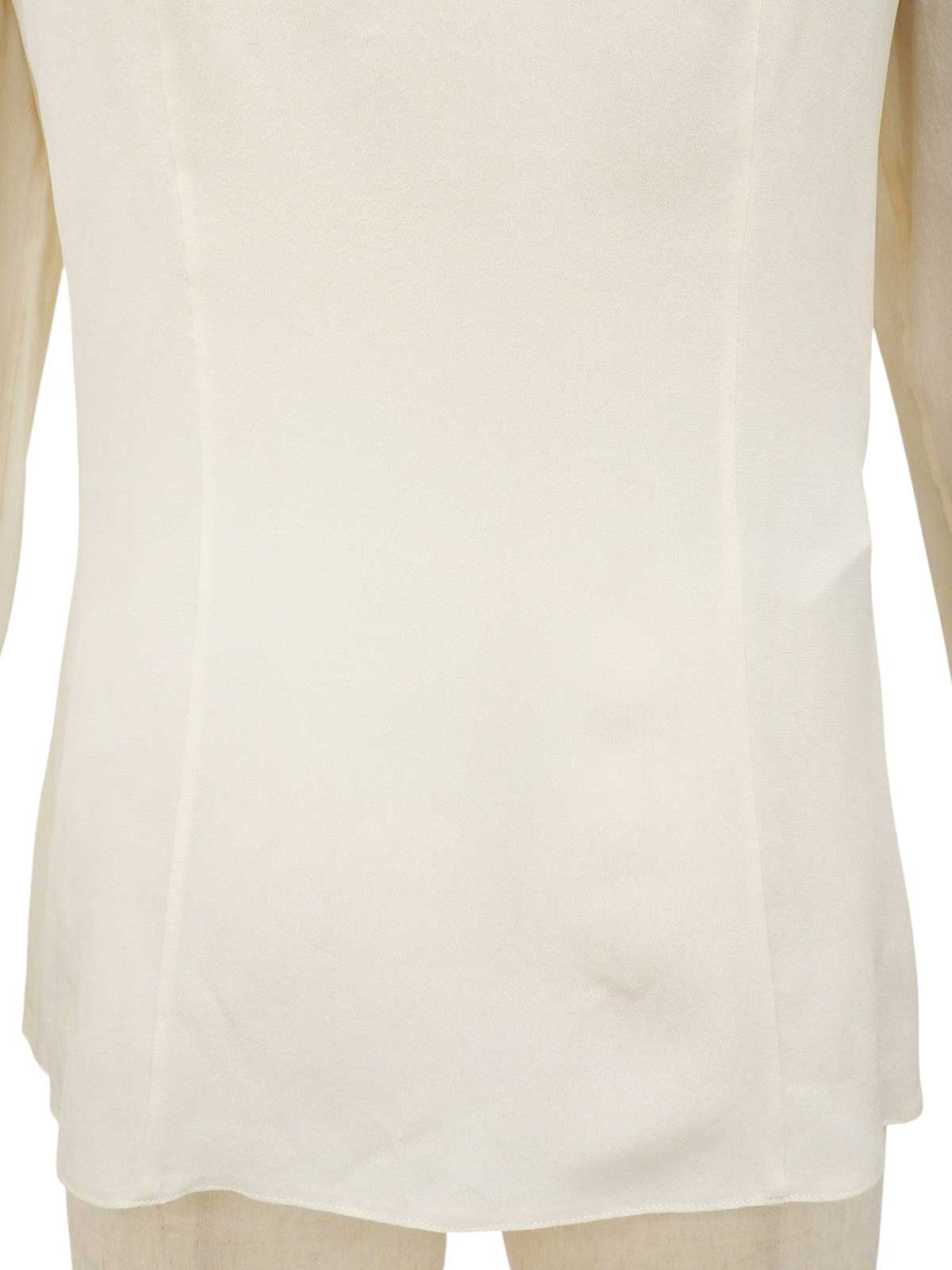 シルクシースルーフリルロングスリーブブラウス　アイボリー