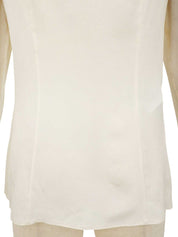 シルクシースルーフリル長袖ブラウス アイボリー