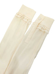 Silk sheath ruffle long sleeve blouse in ivory