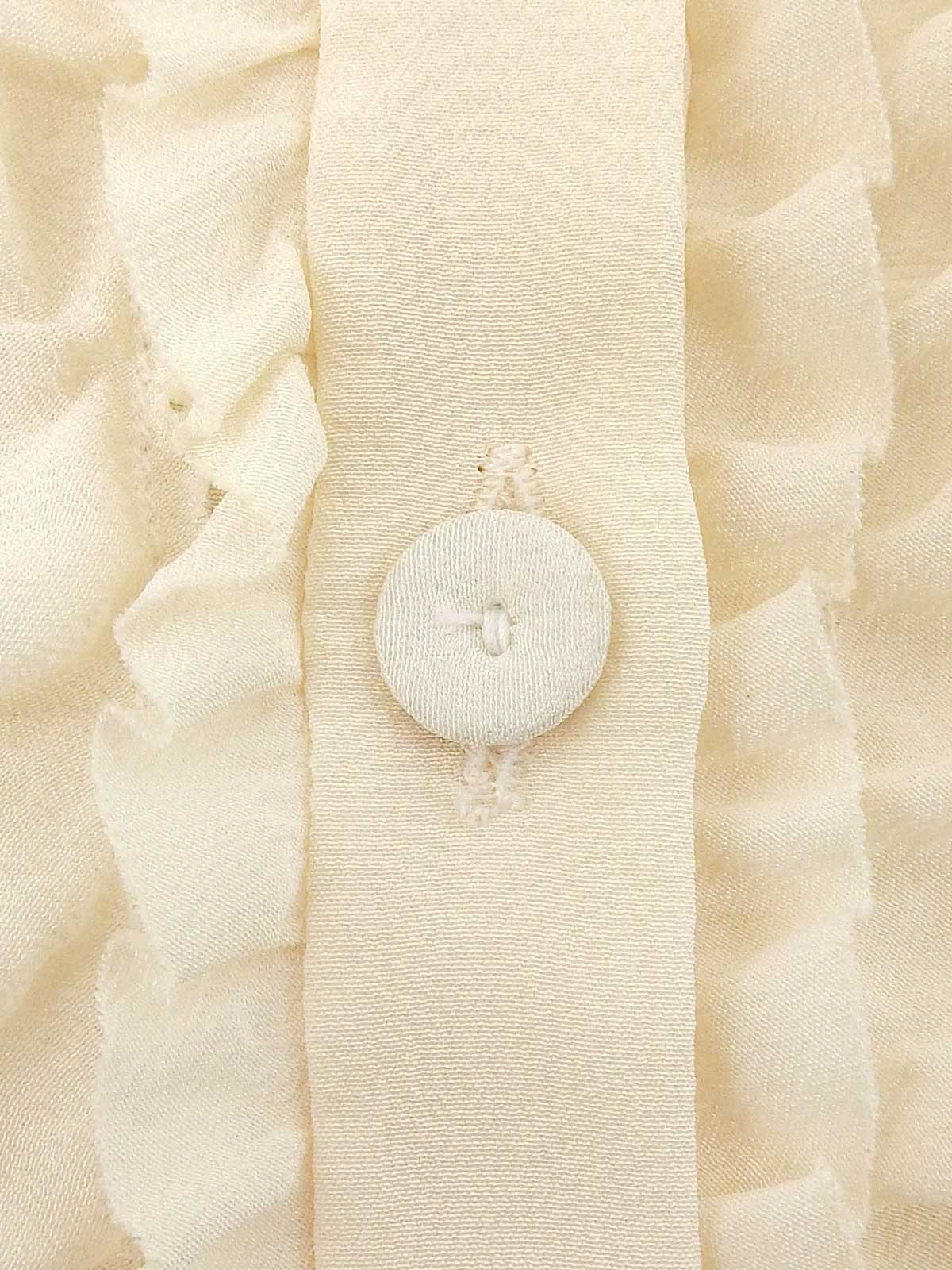 Silk sheath ruffle long sleeve blouse in ivory